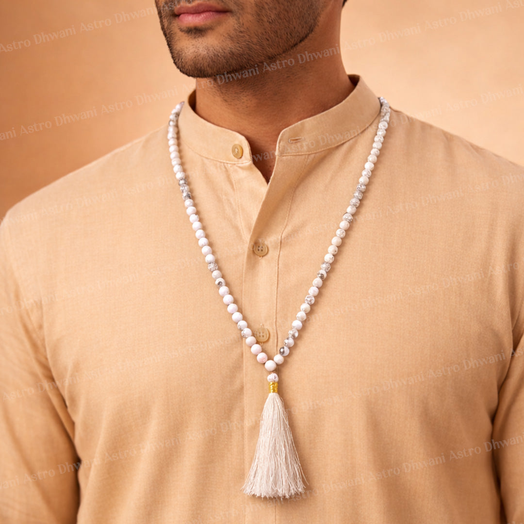 Howlite Crystal Mala - Abhimantrit & Certified