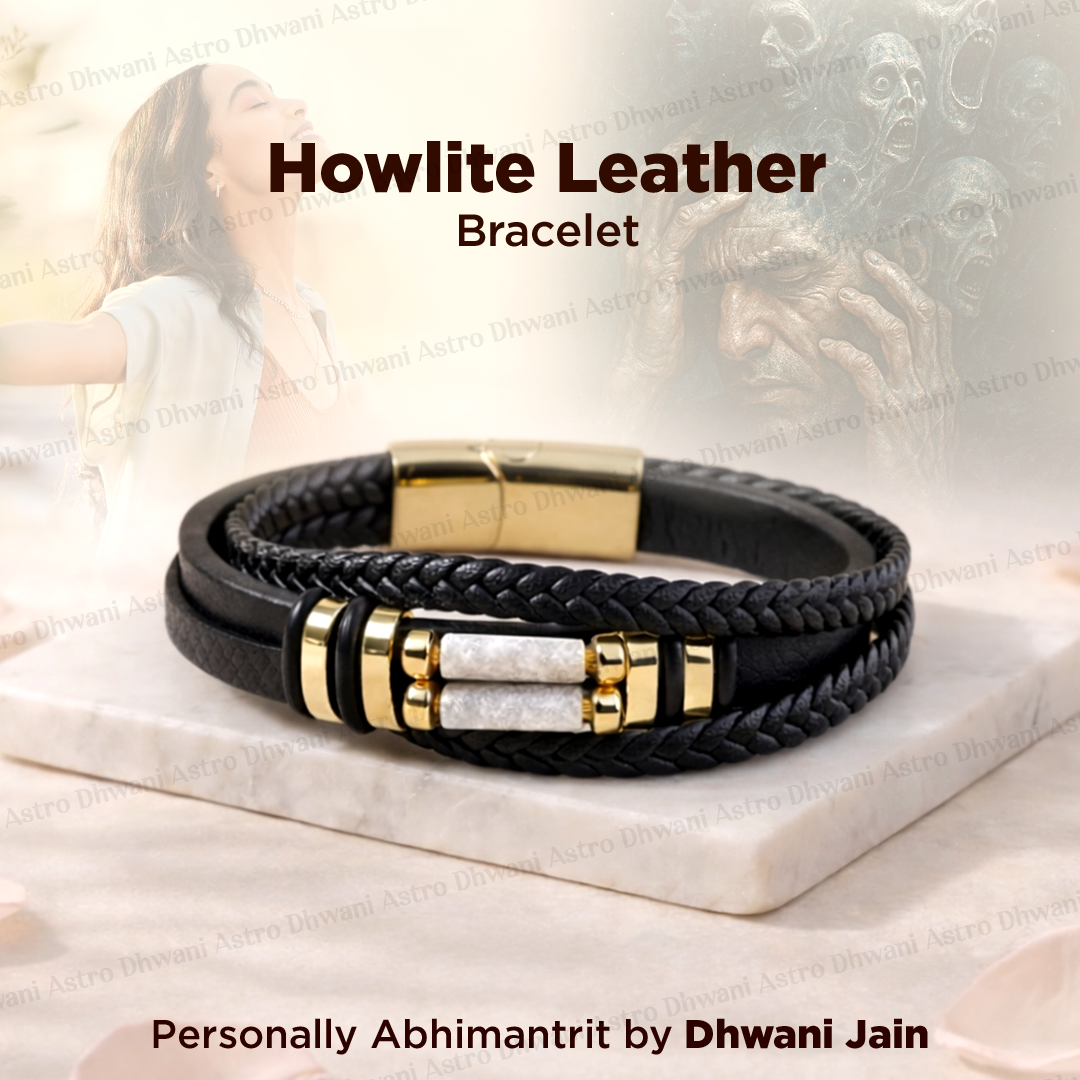 Howlite Leather Bracelet Abhimantrit