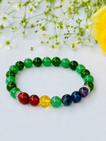 शैक्षणिक और कैरियर सफलता कंगन (ग्रीन जेड और ग्रीन एवेंट्यूरिन के साथ सात चक्र) - अभिमंत्रित और प्रमाणित