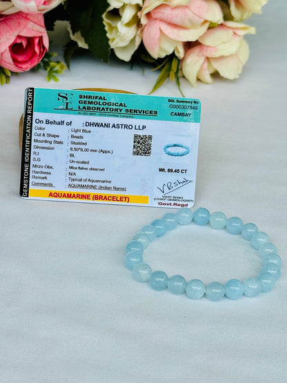 Aqua Marine Bracelet- Abhimantrit & Certified