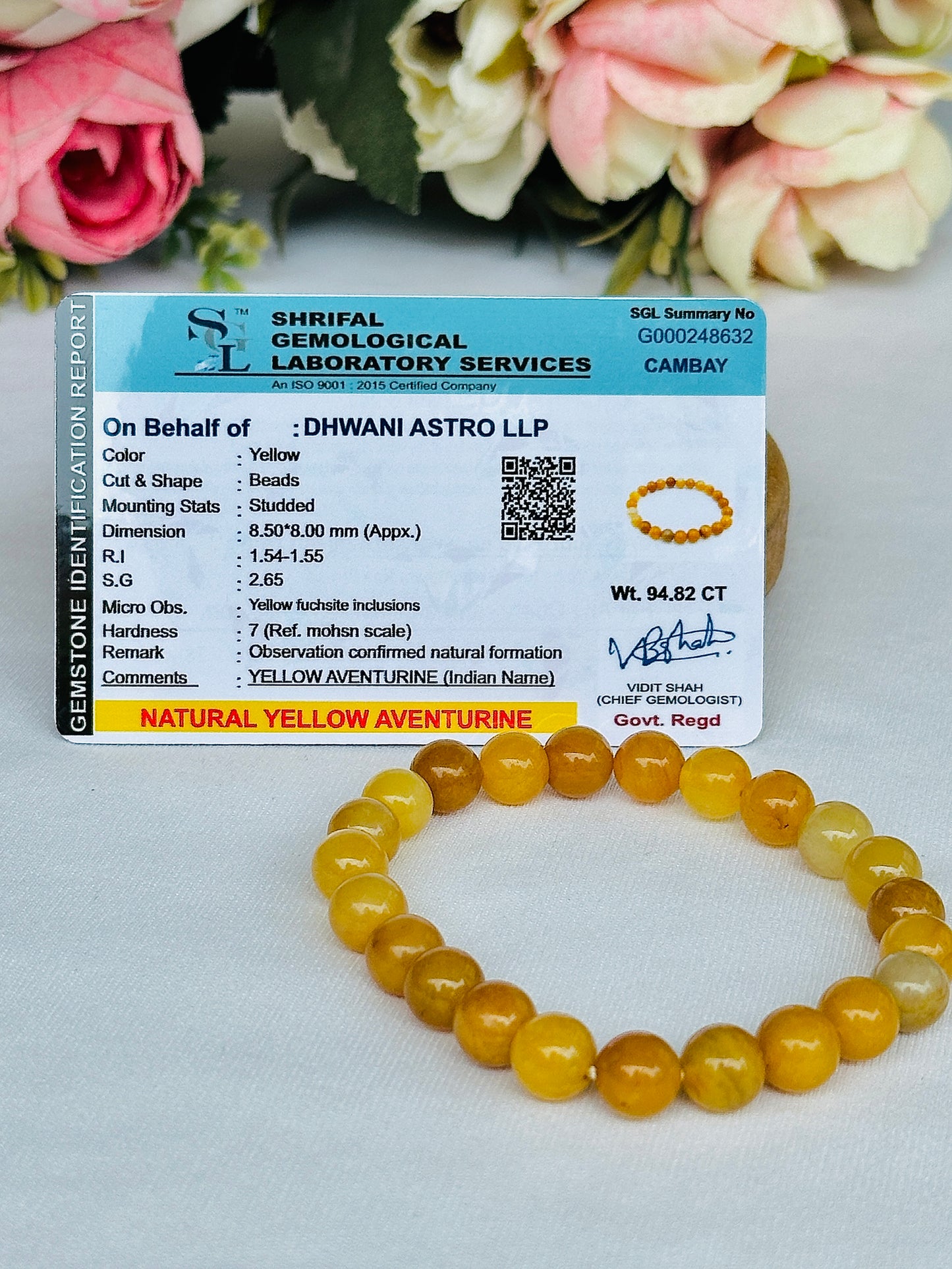 Fulfill Your Desires with Divine Blessings Bracelet (Yellow Aventurine) - Abhimantrit & Certified