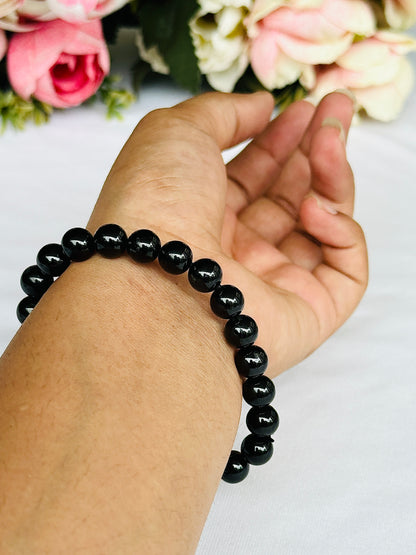 Protect from Psyhic attacks & Negative Engery Bracelet (Black Tourmaline) - Abhimantrit & Certified