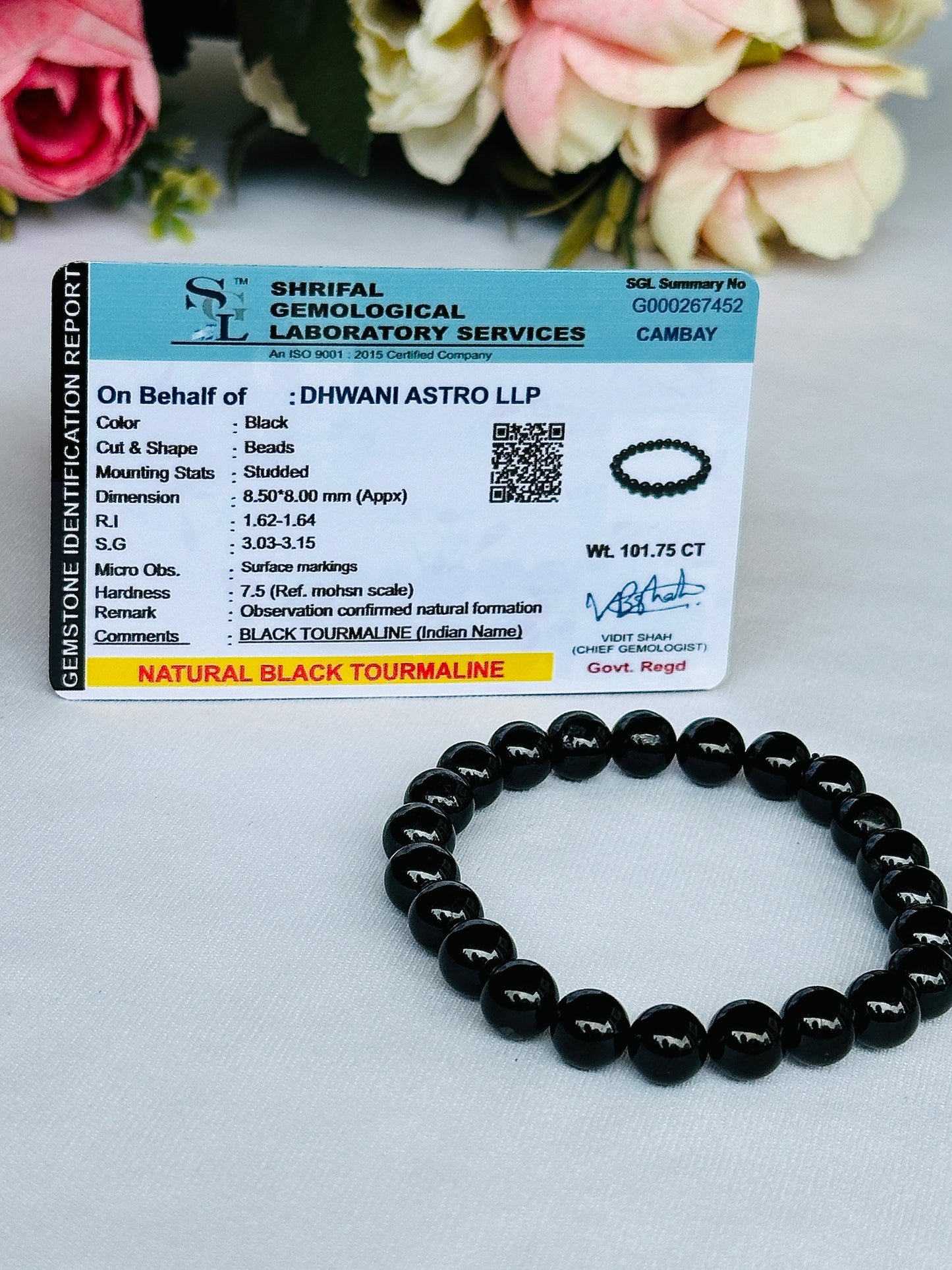 Protect from Psyhic attacks & Negative Engery Bracelet (Black Tourmaline) - Abhimantrit & Certified