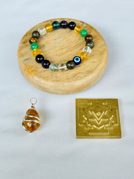 Education Power Combo of 3: Education Bracelet, Citrine Pendant & Tara Pujan Yantra