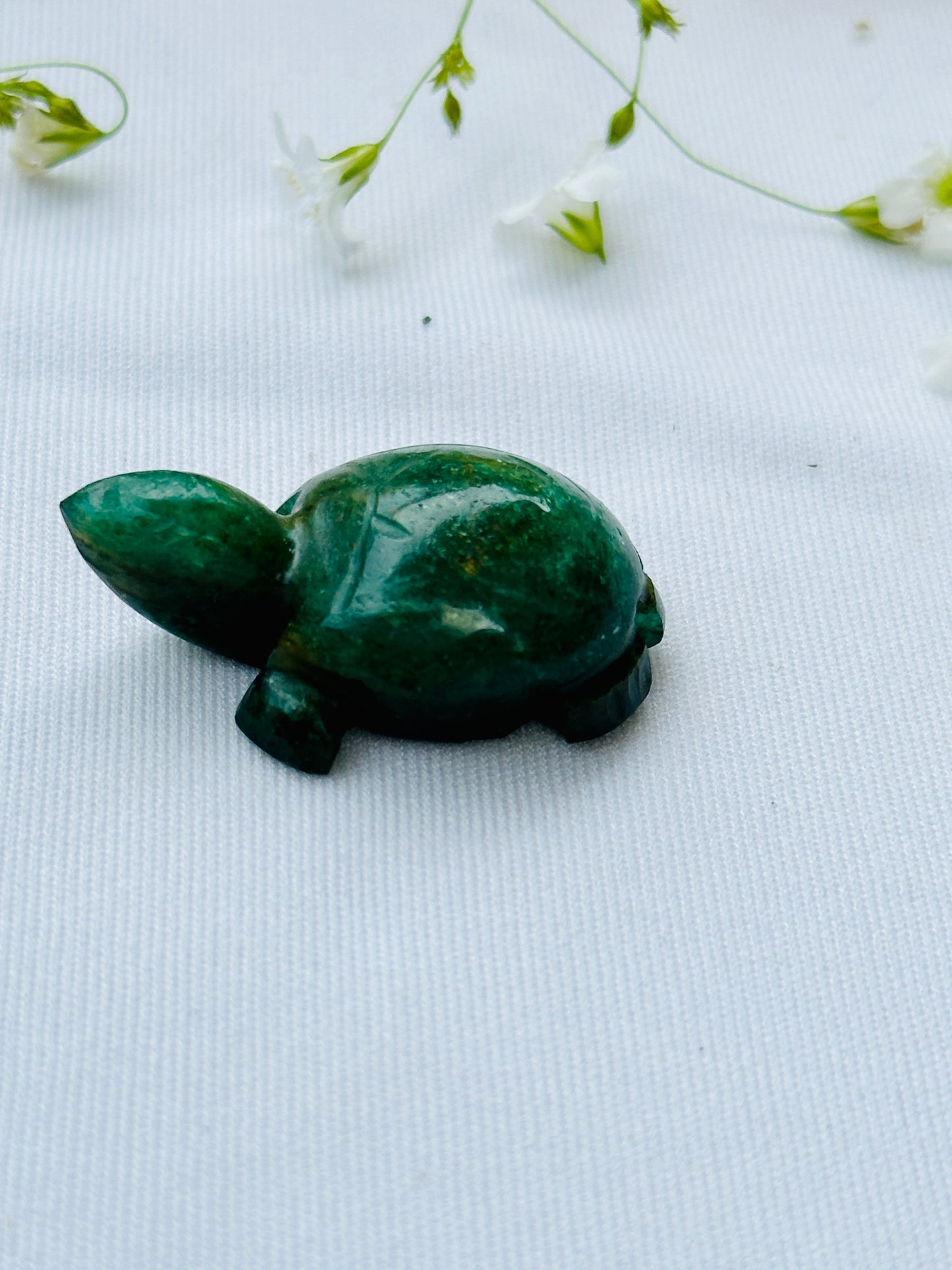 Green Jade Turtle (H-1cm, W-3.5cm) - Abhimantrit