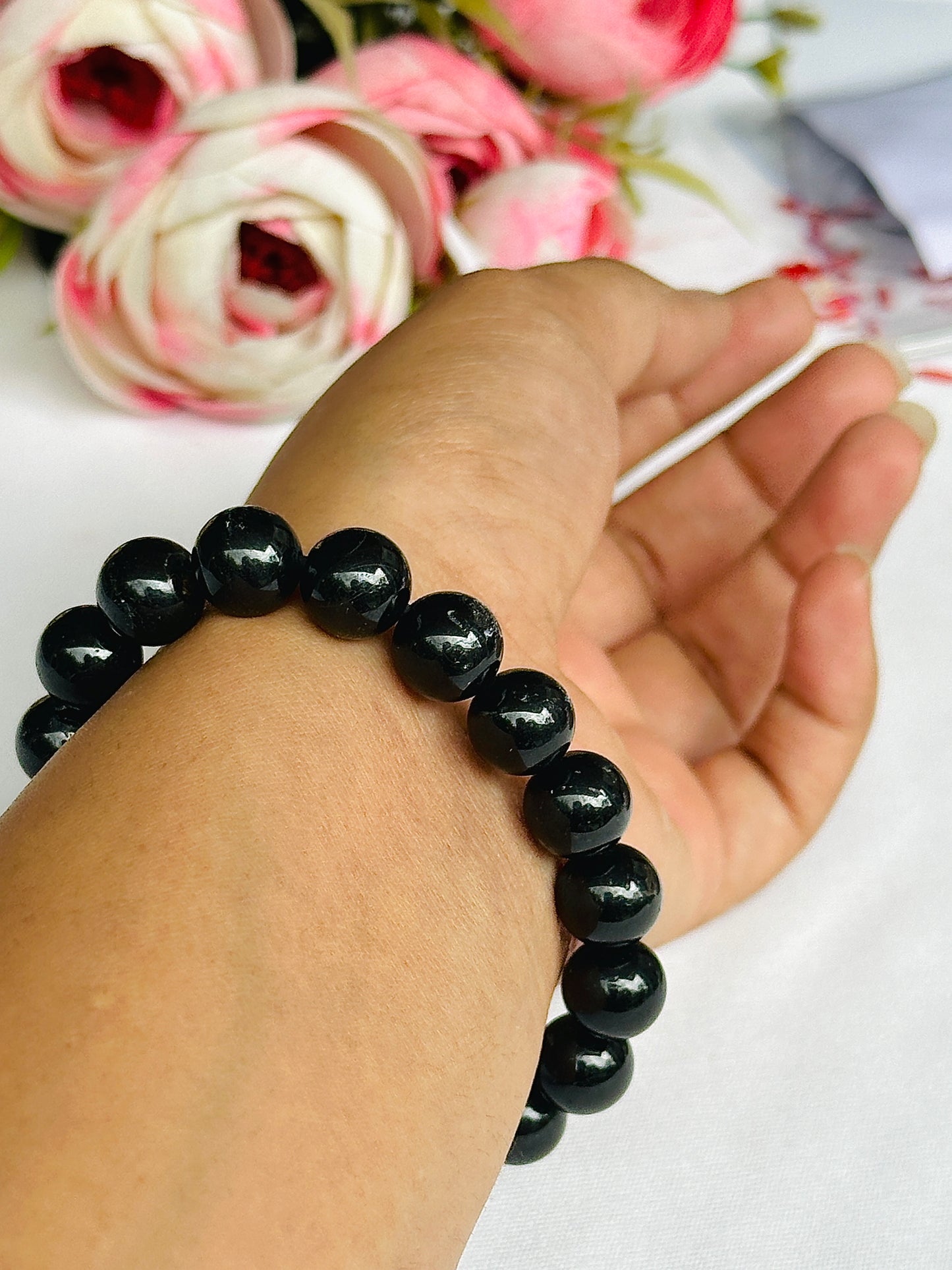 Protect from Psyhic attacks & Negative Engery Bracelet (Black Tourmaline) - Abhimantrit & Certified