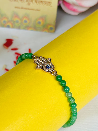 Money Magnet Rakhi(Green Aventurine with Hamsa)- Abhimantrit