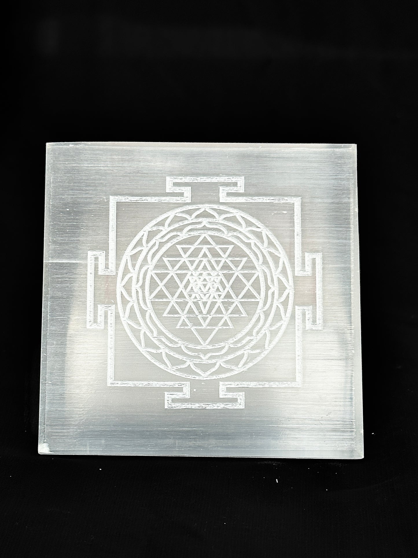 Shriyantra Selenite Plate Square – Crystal Charging & Cleansing | Abhimantrit & Certified