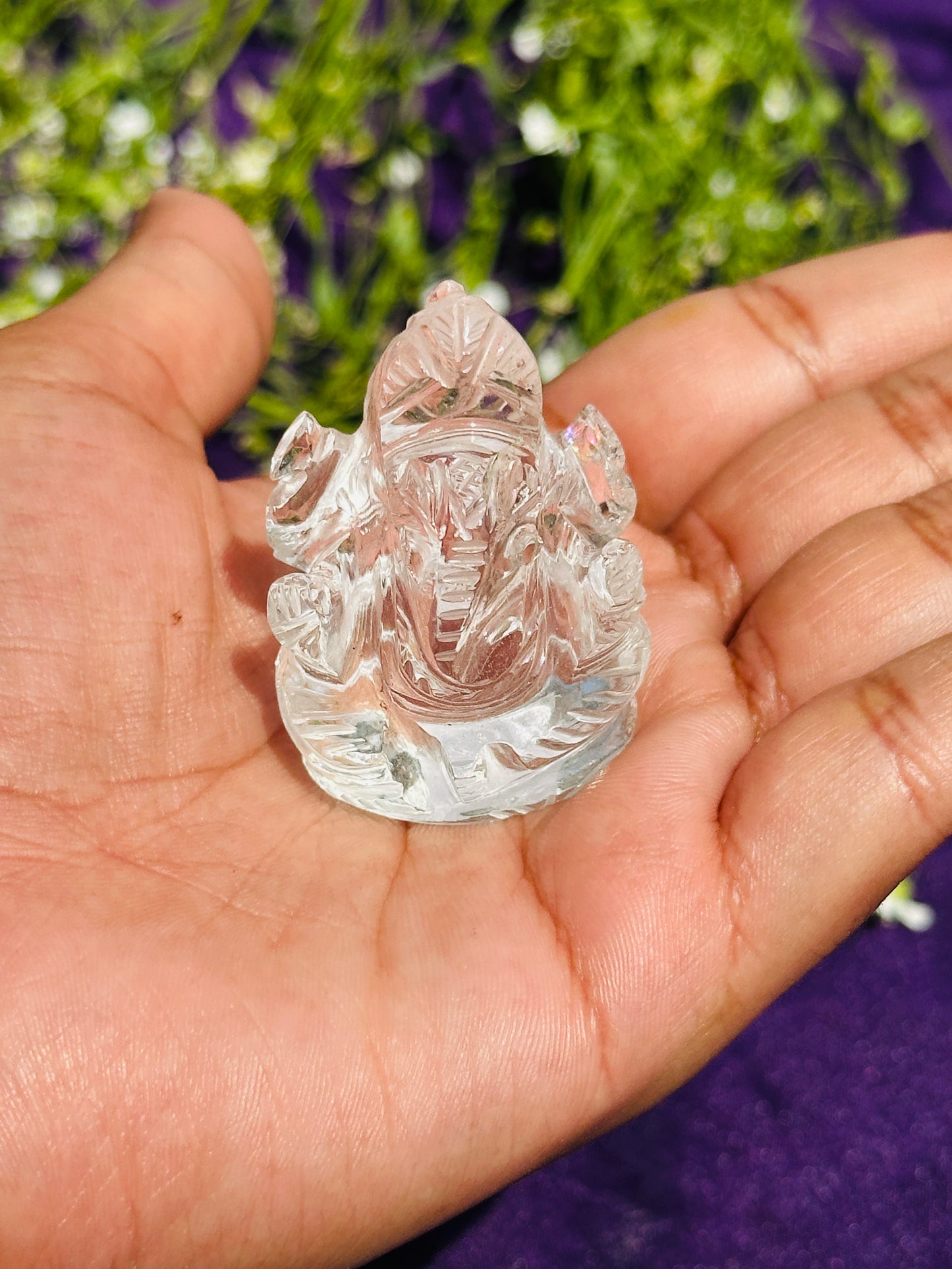 Natural Stone Clear Quartz Ganesh (4 Cm) - Abhimantrit