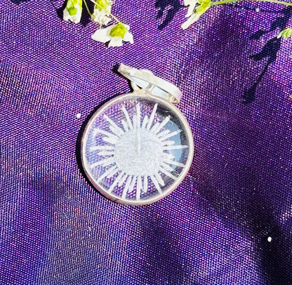 White Quartz Sun Pendant - Abhimantrit