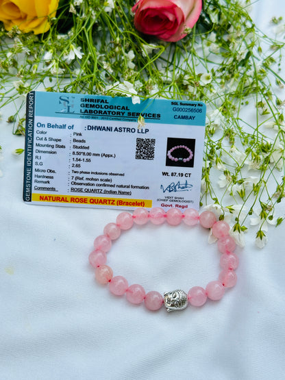 Improve Love, Relationship & Emotional Connection Bracelet (Rose Quartz) - Abhimantrit & Certified