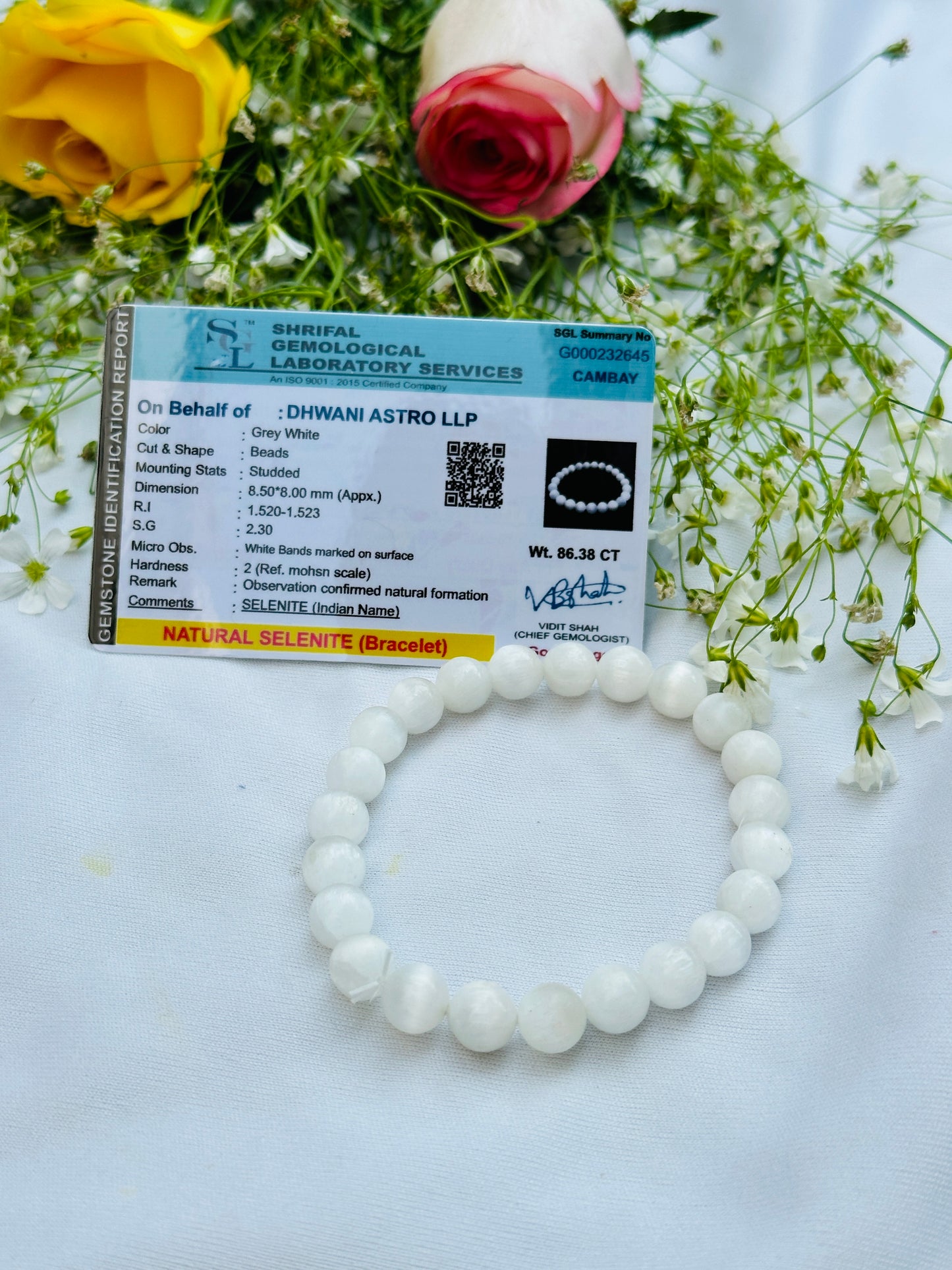 Spiritual Cleansing & Purification Bracelet (Selenite) - Abhimantrit & Certified
