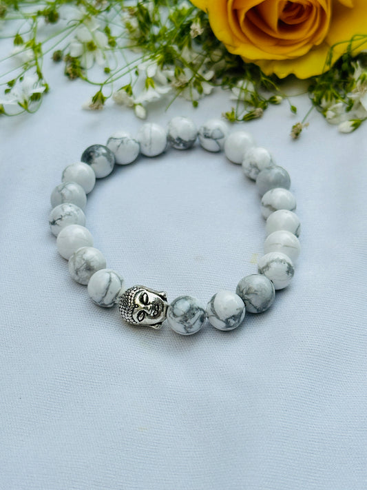 Strengthen Memory and Pain & Stress Relief Bracelet (Howlite) - Abhimantrit & Certified