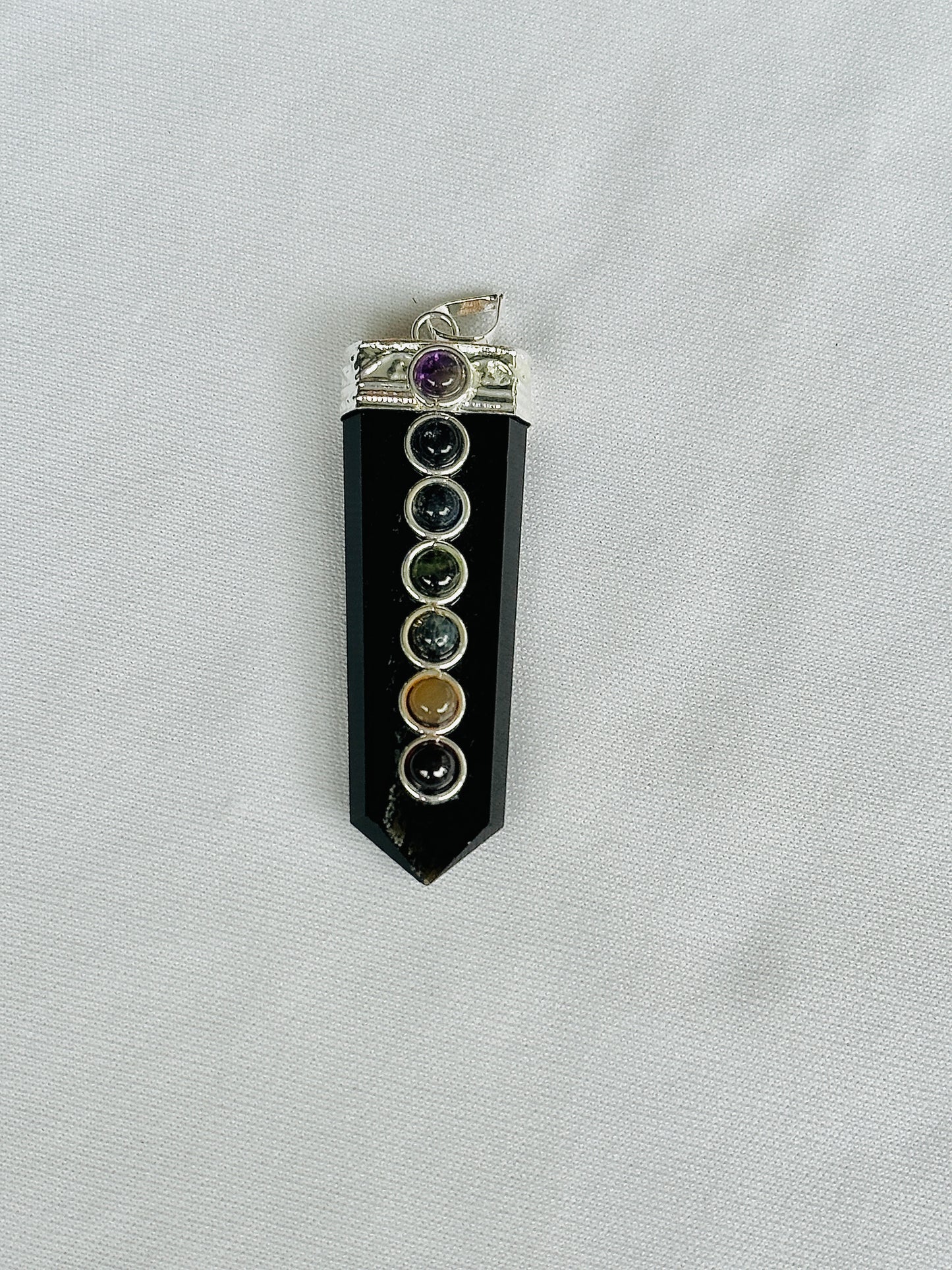 Remove Psychic Smog from Your Aura: Black Obsidian Seven Chakra Pendant - Abhimantrit & Certified