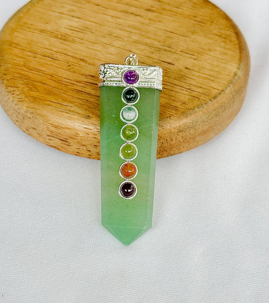 Seven Chakra Pendant with Green Aventurine - Abhimantrit & Certified