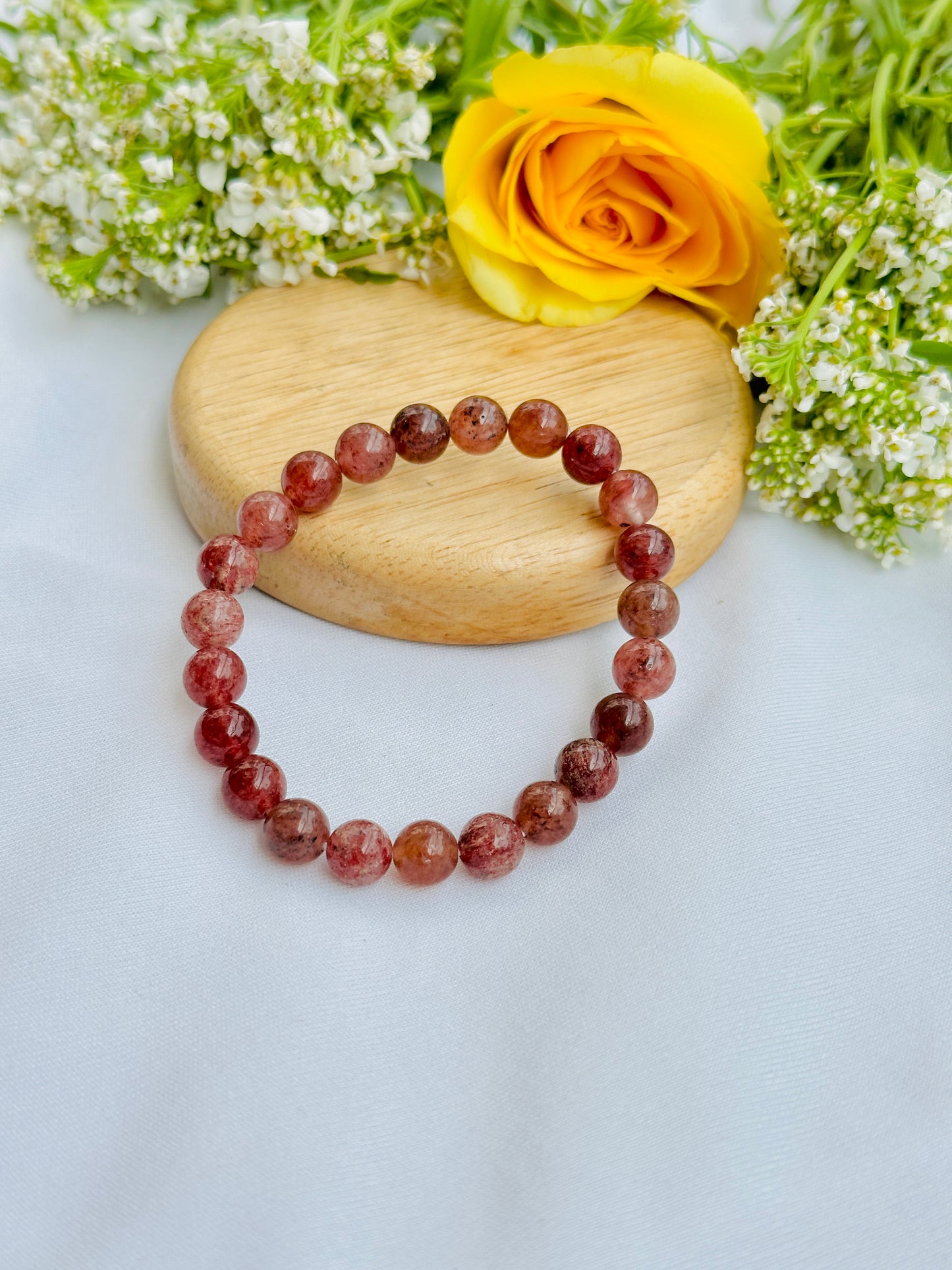 Harmonizes Energy, it activates trust and patience (Strawberry Quartz Stone) Bracelet - Abhimantrit & Certified