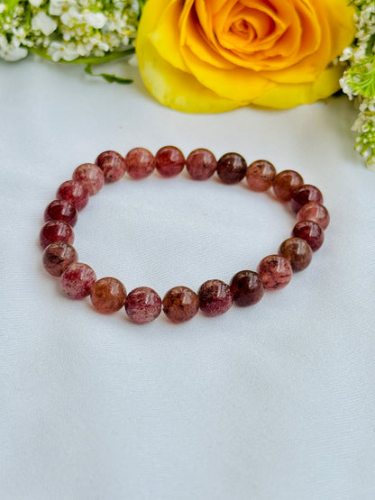 Harmonizes Energy, it activates trust and patience (Strawberry Quartz Stone) Bracelet - Abhimantrit & Certified