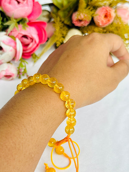 High Financial Status, Success in Job & Profession: Yellow Citrine Thread Bracelet - Abhimantrit & Certified