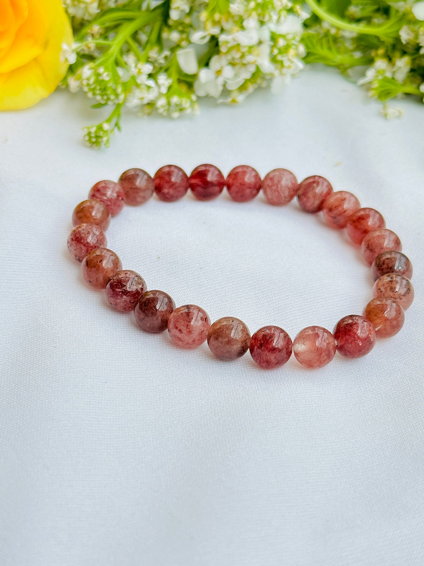 Harmonizes Energy, it activates trust and patience (Strawberry Quartz Stone) Bracelet - Abhimantrit & Certified