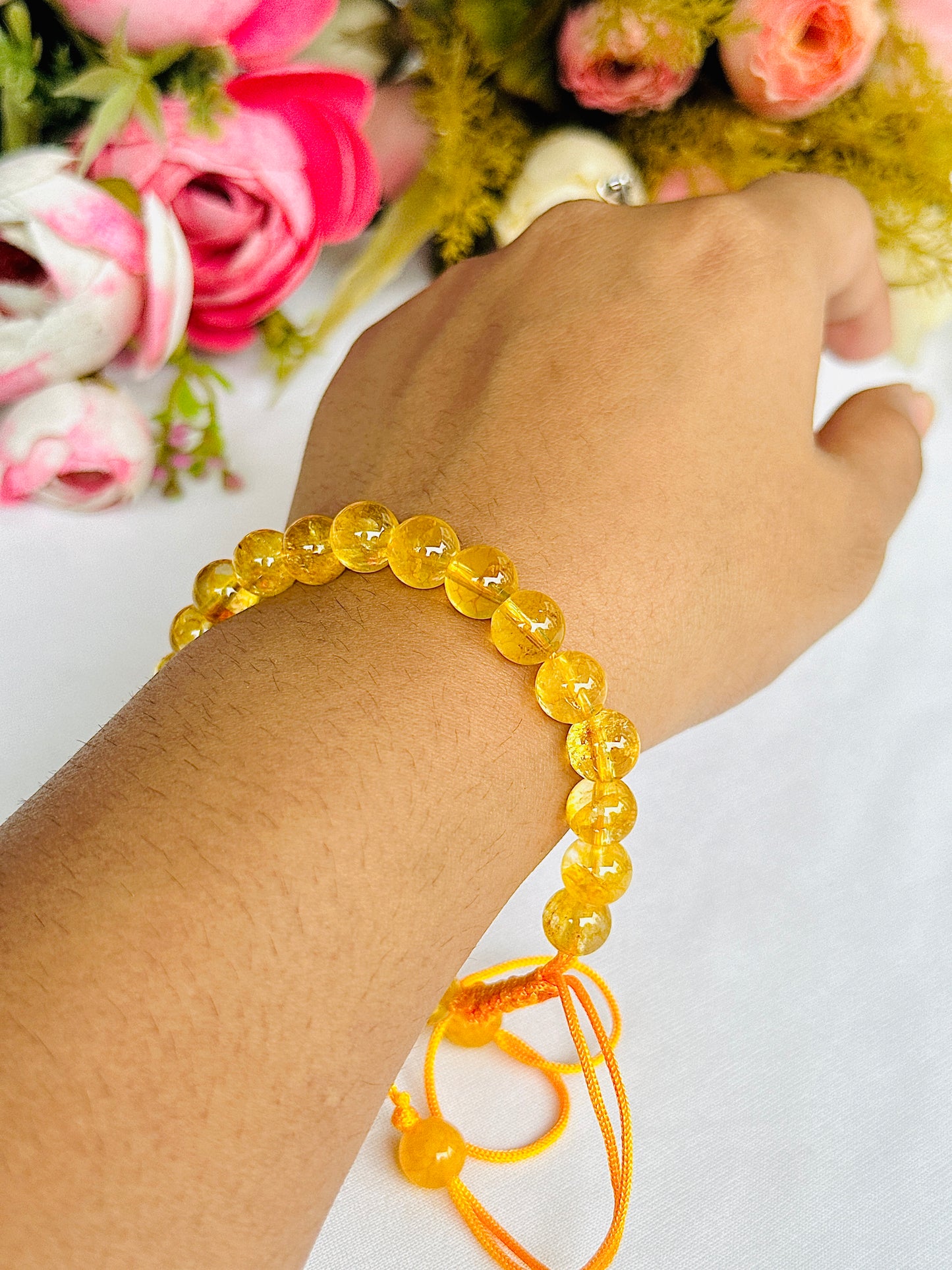 High Financial Status, Success in Job & Profession: Yellow Citrine Thread Bracelet - Abhimantrit & Certified