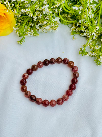 Harmonizes Energy, it activates trust and patience (Strawberry Quartz Stone) Bracelet - Abhimantrit & Certified