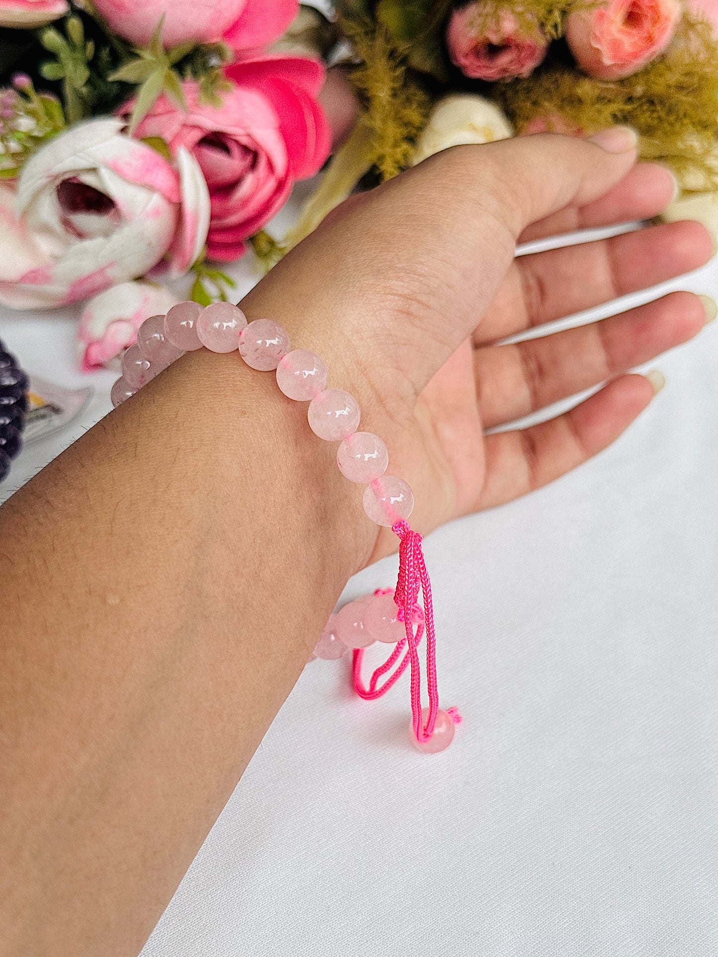 Improve Love, Relationship & Emotional Connection: Rose Quartz Thread Bracelet - Abhimantrit & Certified