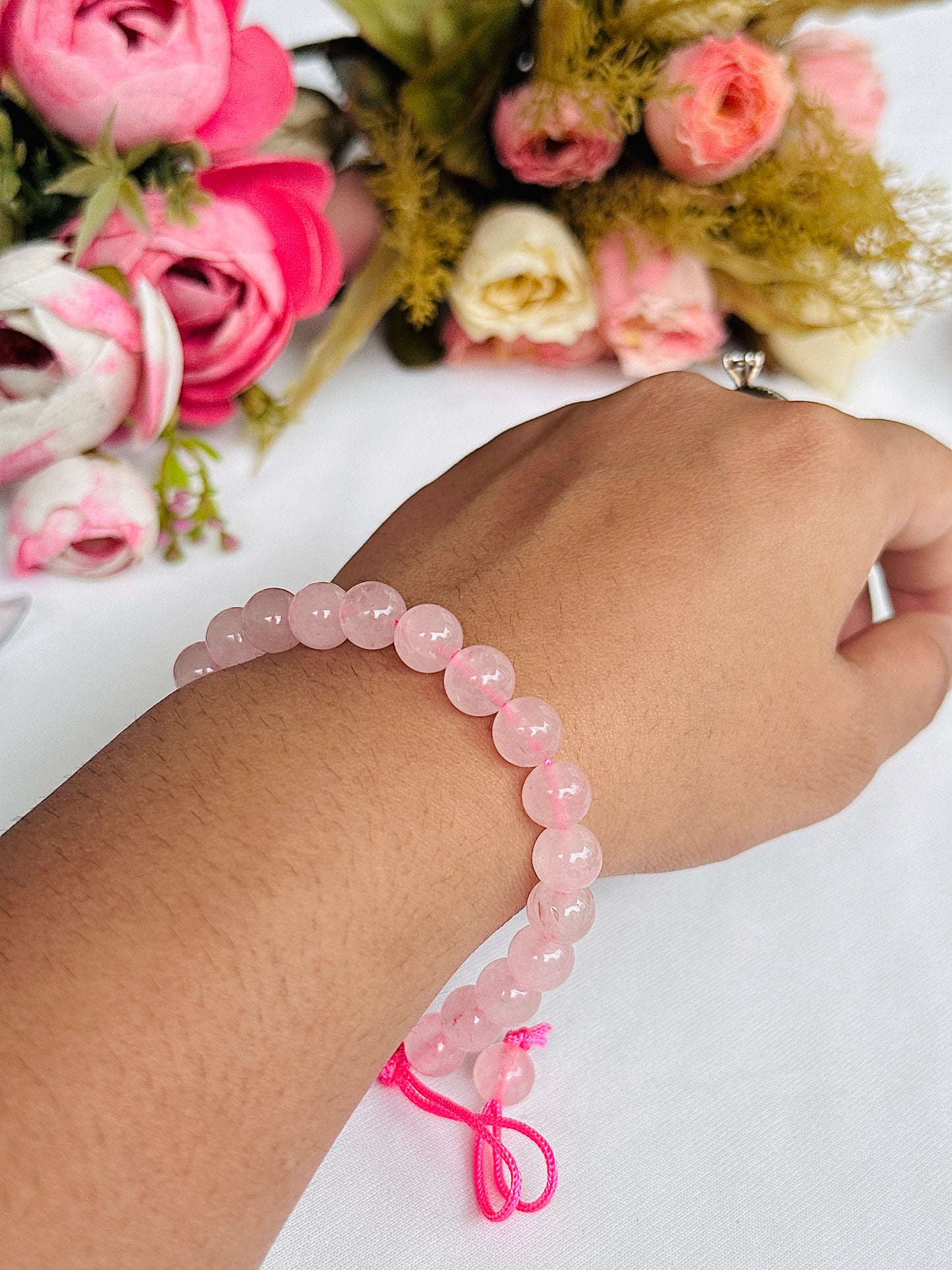 Improve Love, Relationship & Emotional Connection: Rose Quartz Thread Bracelet - Abhimantrit & Certified