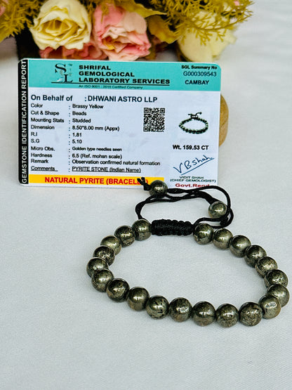 Attract Money, Success, Name & Fame: Pyrite Thread Bracelet - Abhimantrit & Certified