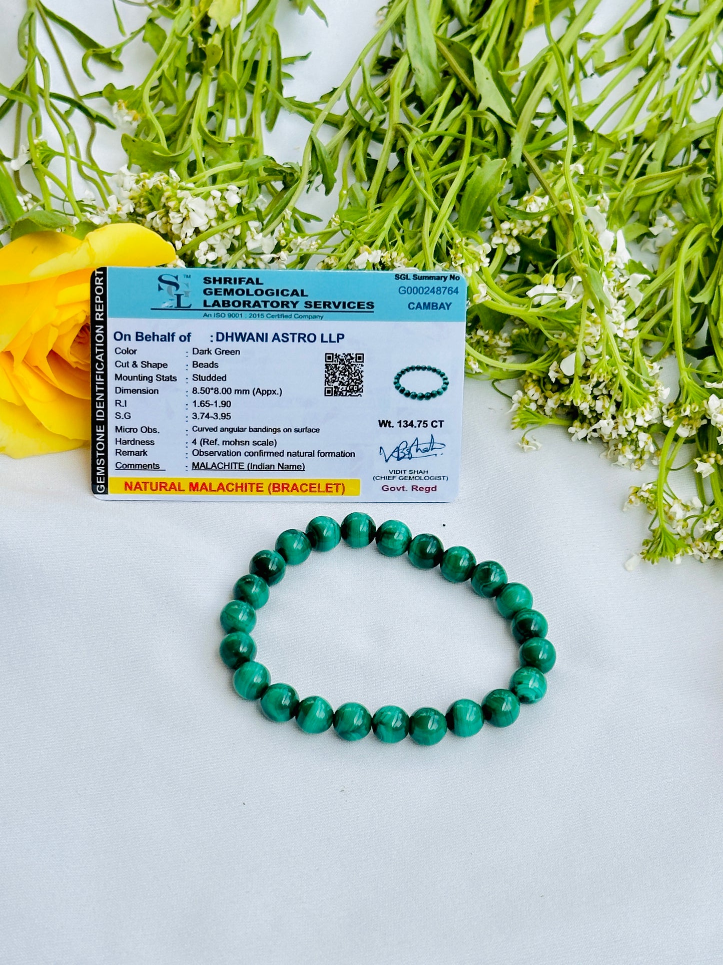 Malachites Bracelet - Abhimantrit & Certified