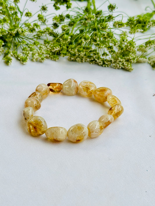 Money and Wealth Attract Bracelet (Yellow Citrine Raw) - Abhimantrit & Certified