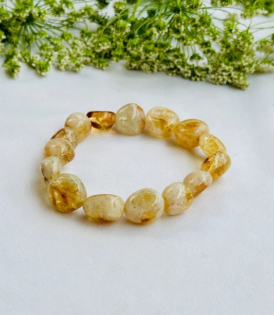 Money and Wealth Attract Bracelet (Yellow Citrine Raw) - Abhimantrit & Certified