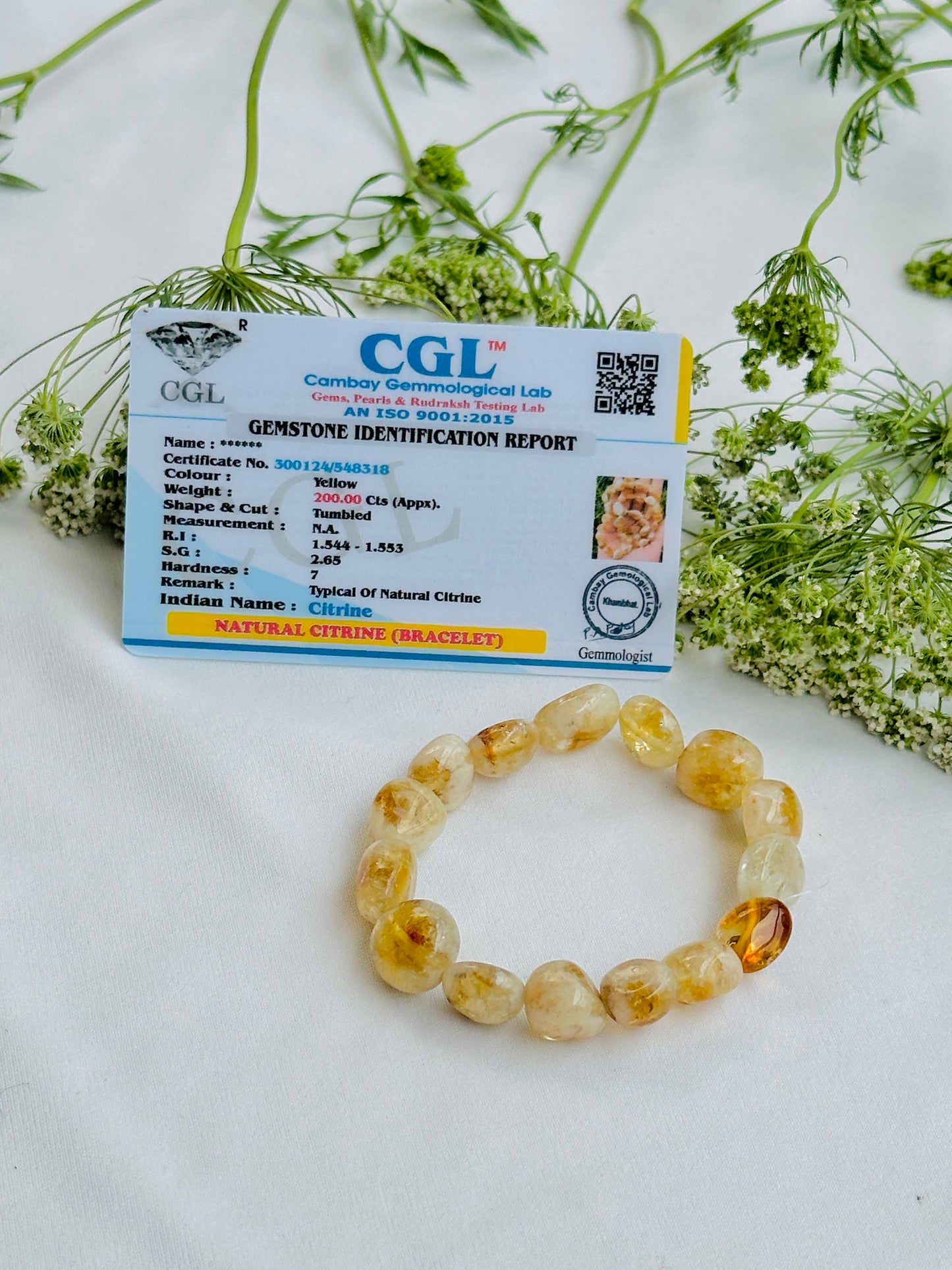 Money and Wealth Attract Bracelet (Yellow Citrine Raw) - Abhimantrit & Certified