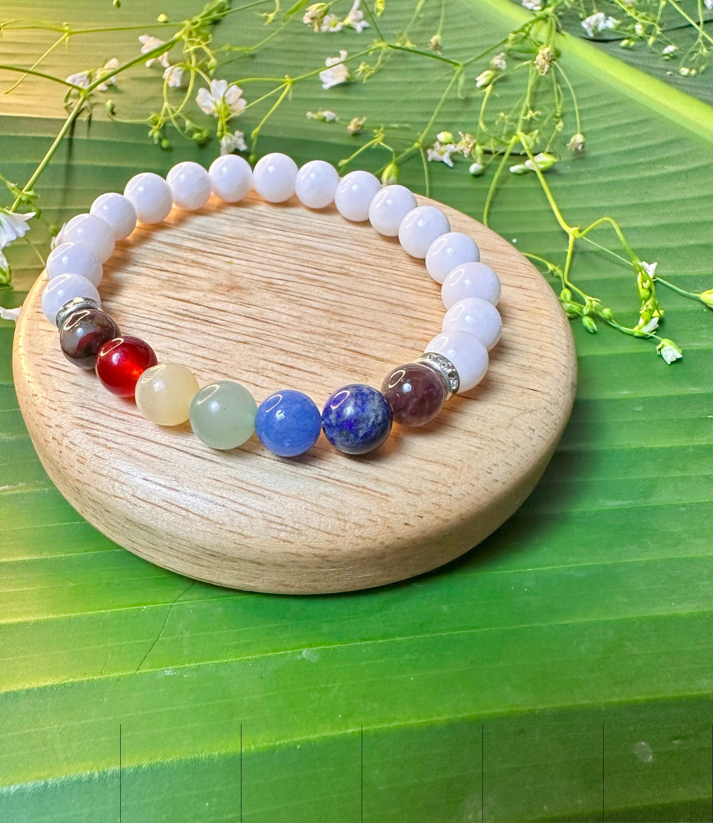 Ultimate Emotional Healing Bracelet (White Agate with Seven Chakra) - Abhimantrit & Certified