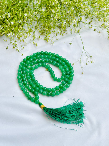 Green Aventurine Jap Mala (8mm Beads) - Abhimantrit & Certified