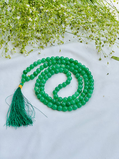Green Aventurine Jap Mala (8mm Beads) - Abhimantrit & Certified