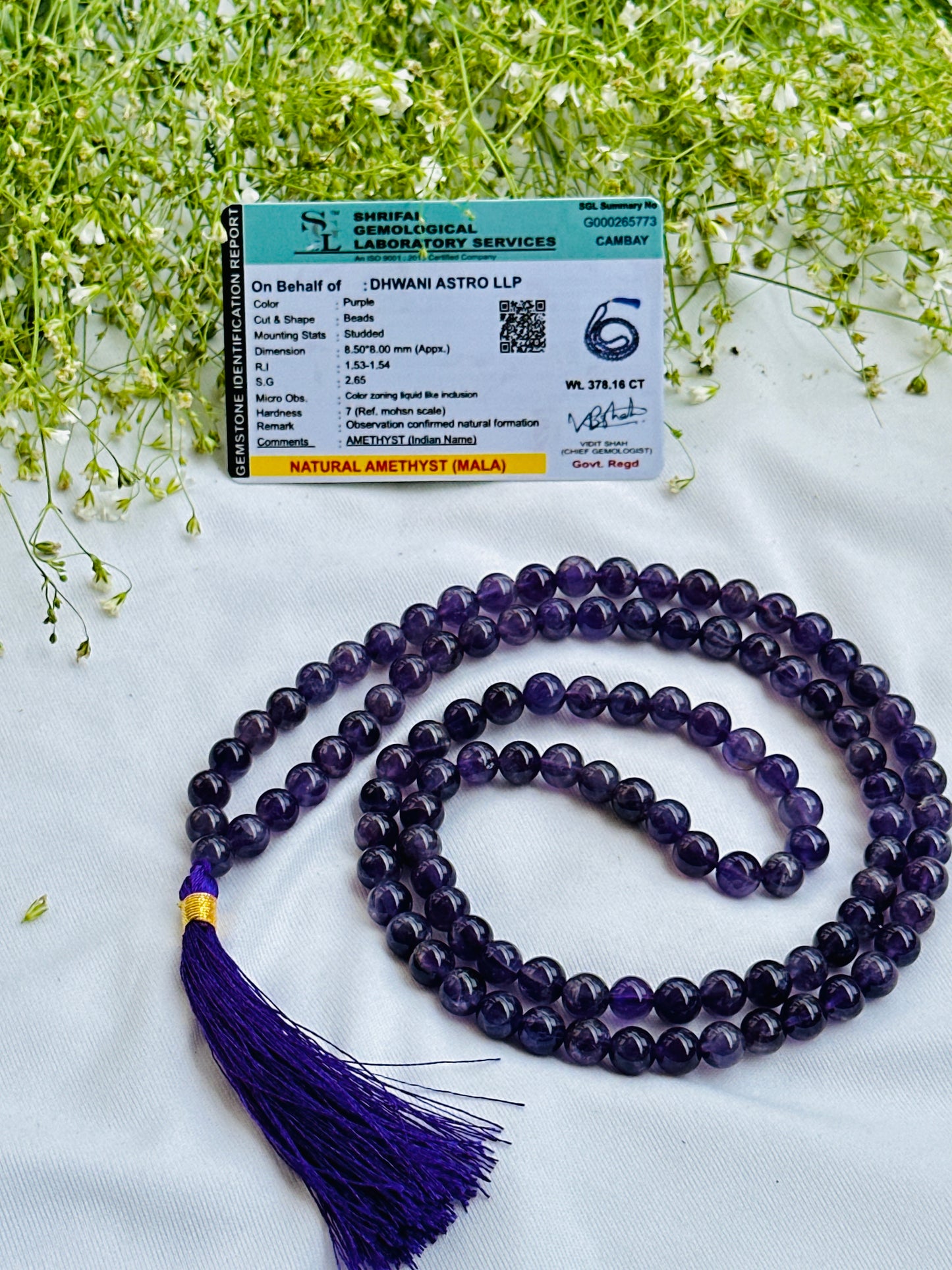 Attract Luck, Enhance Intuition, Improve Health & Skin: Amethyst Jap Mala - Abhimantrit & Certified