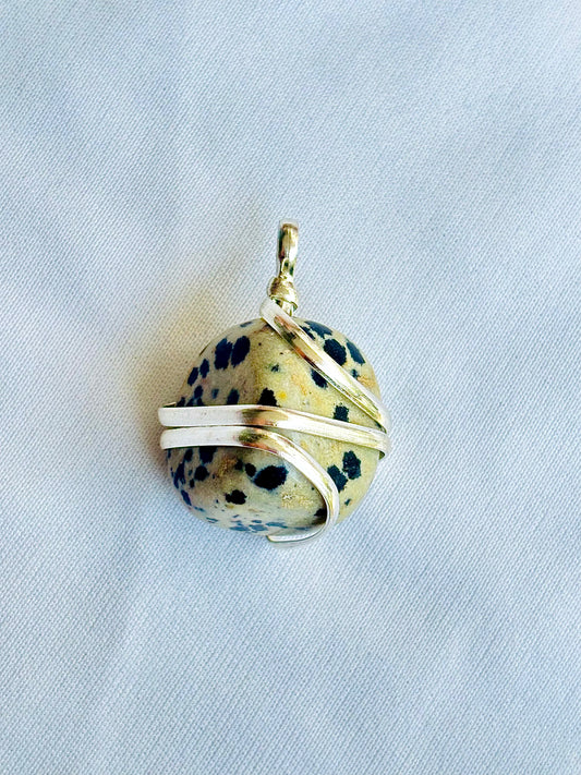 Dalmatian Jasper Wrapping Pendant - Abhimantrit & Certified