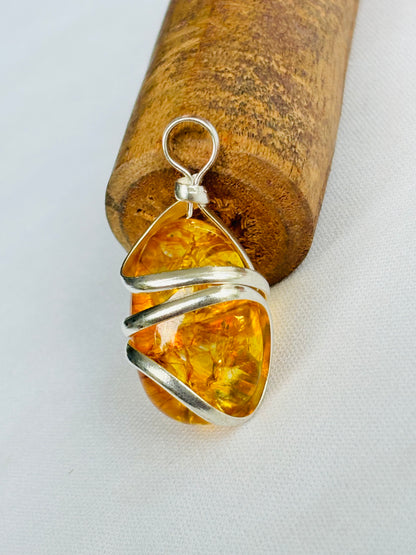 High Financial Status, Success in Job & Profession: Citrine Wrapping Pendant - Abhimantrit & Certified