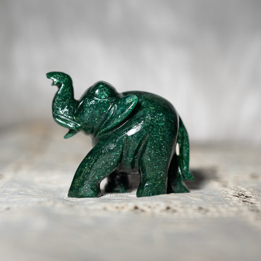 Green Jade Crystal Elephant - Natural