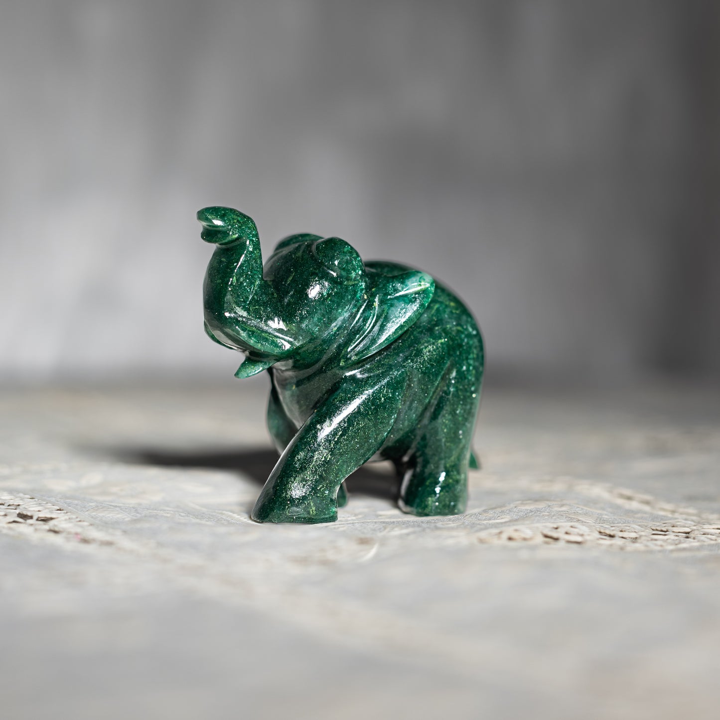 Green Jade Crystal Elephant - Natural