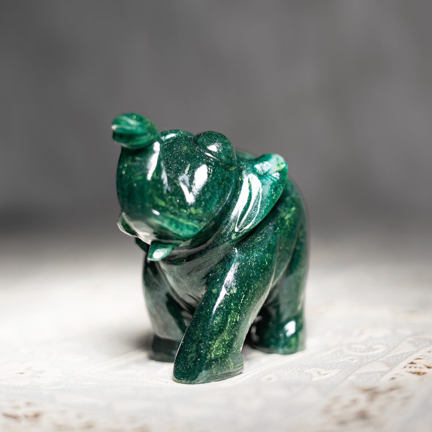 Green Jade Crystal Elephant - Natural