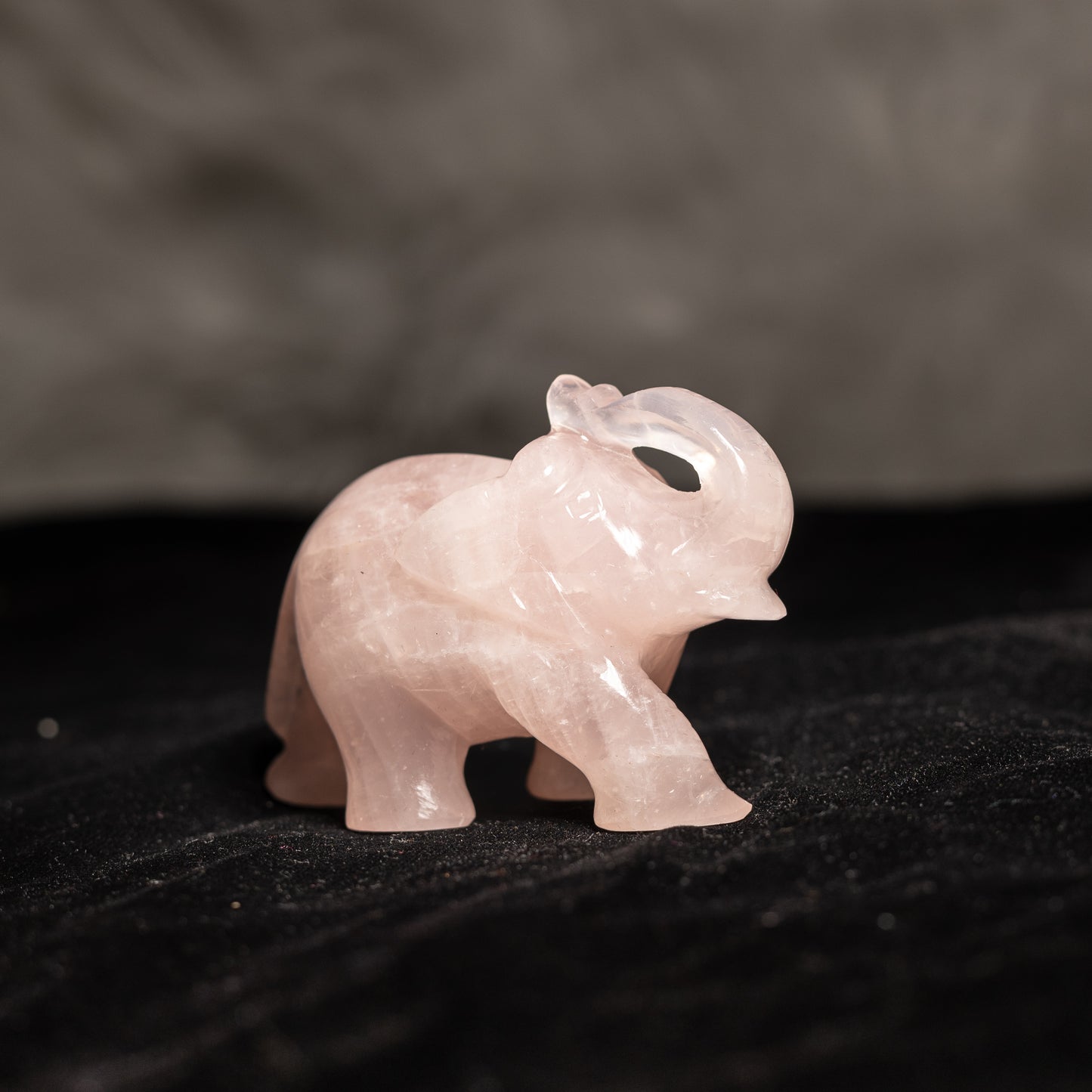 Rose Quartz Crystal Elephant - Natural