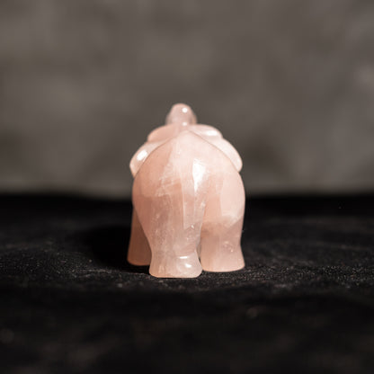 Rose Quartz Crystal Elephant - Natural