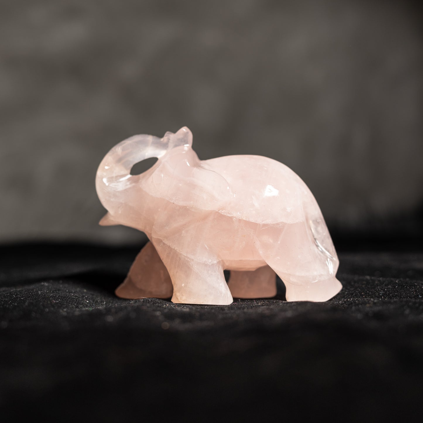 Rose Quartz Crystal Elephant - Natural