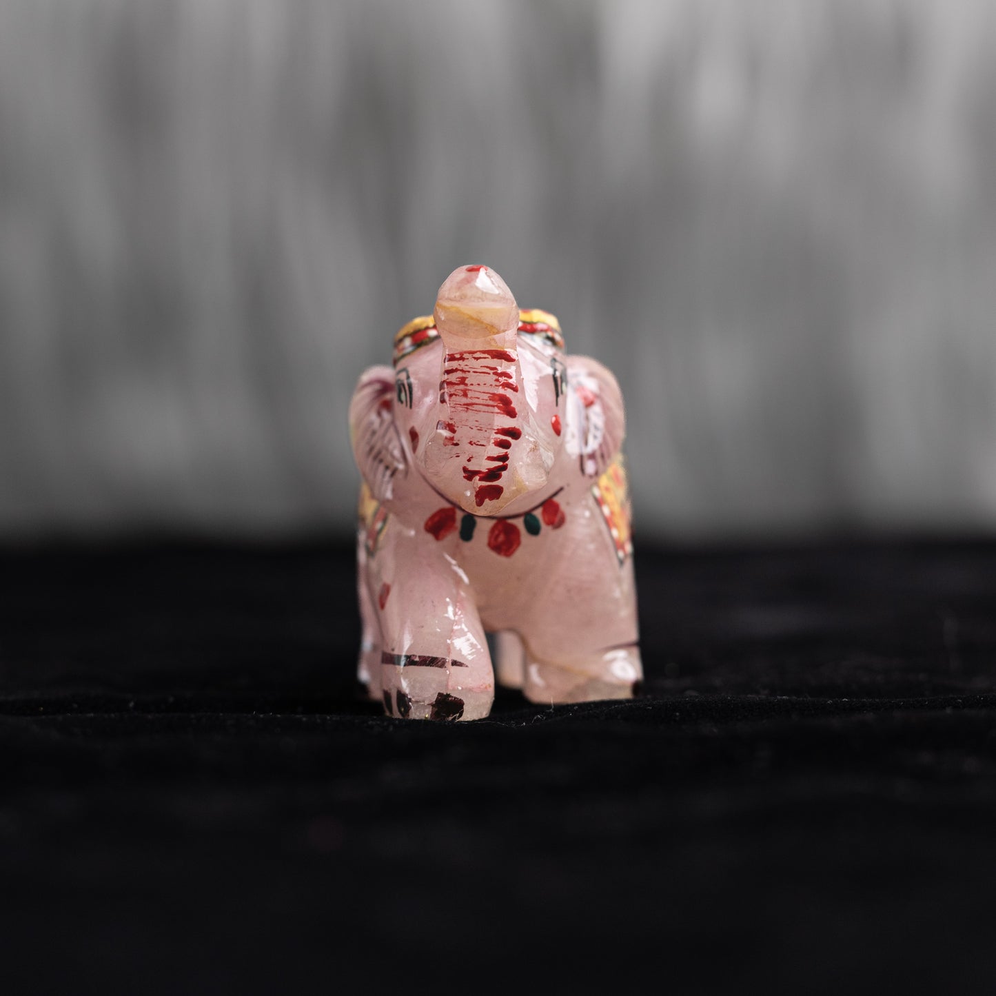 Rose Quartz Crystal Painted Elephant - Natural