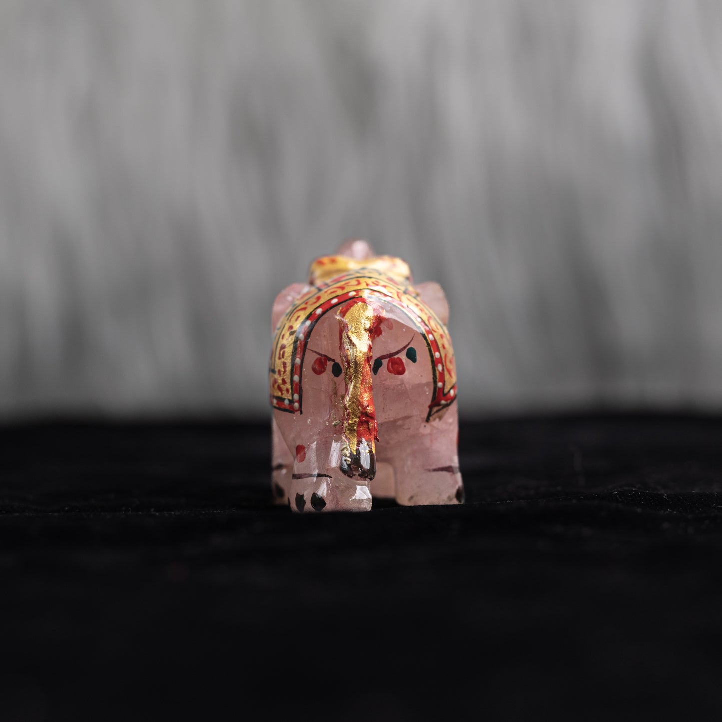 Rose Quartz Crystal Painted Elephant - Natural