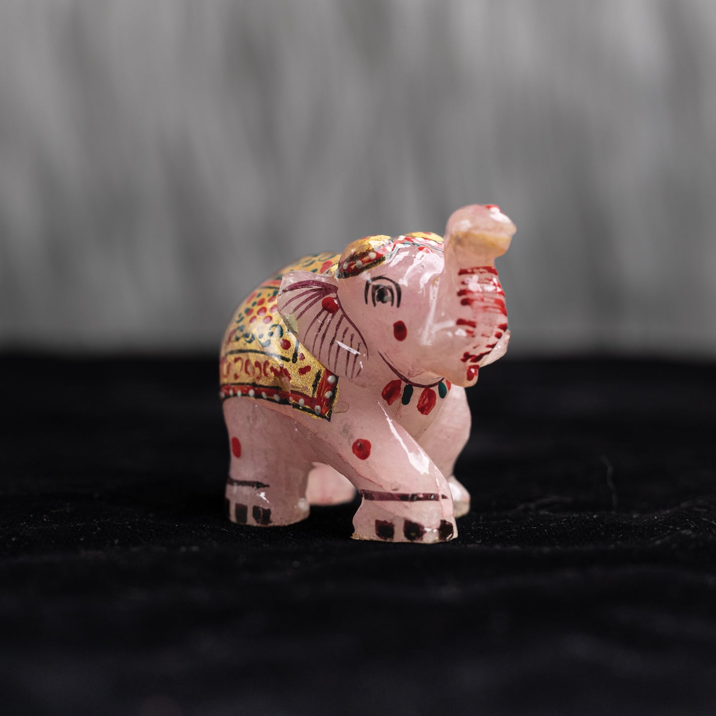 Rose Quartz Crystal Painted Elephant - Natural