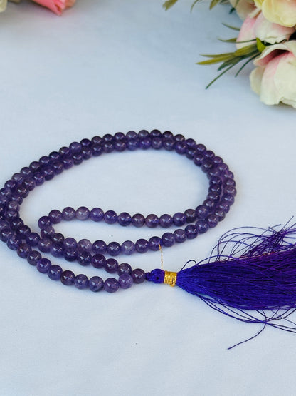 Attract Luck, Enhance Intuition, Improve Health & Skin: Amethyst Jap Mala - Abhimantrit & Certified