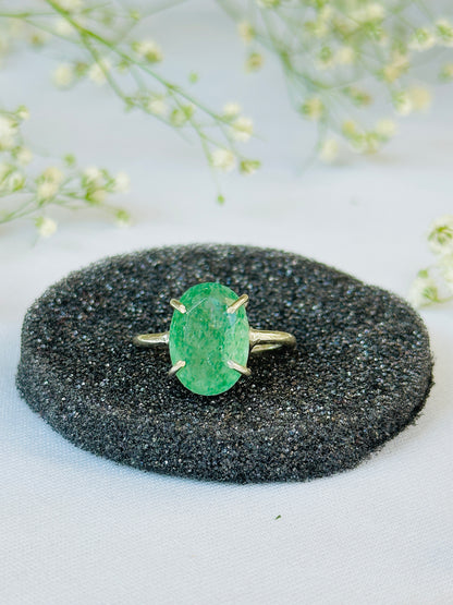 Promotes Wealth Attraction & Money Growth: Green Aventurine Ring - Abhimantrit & Certified