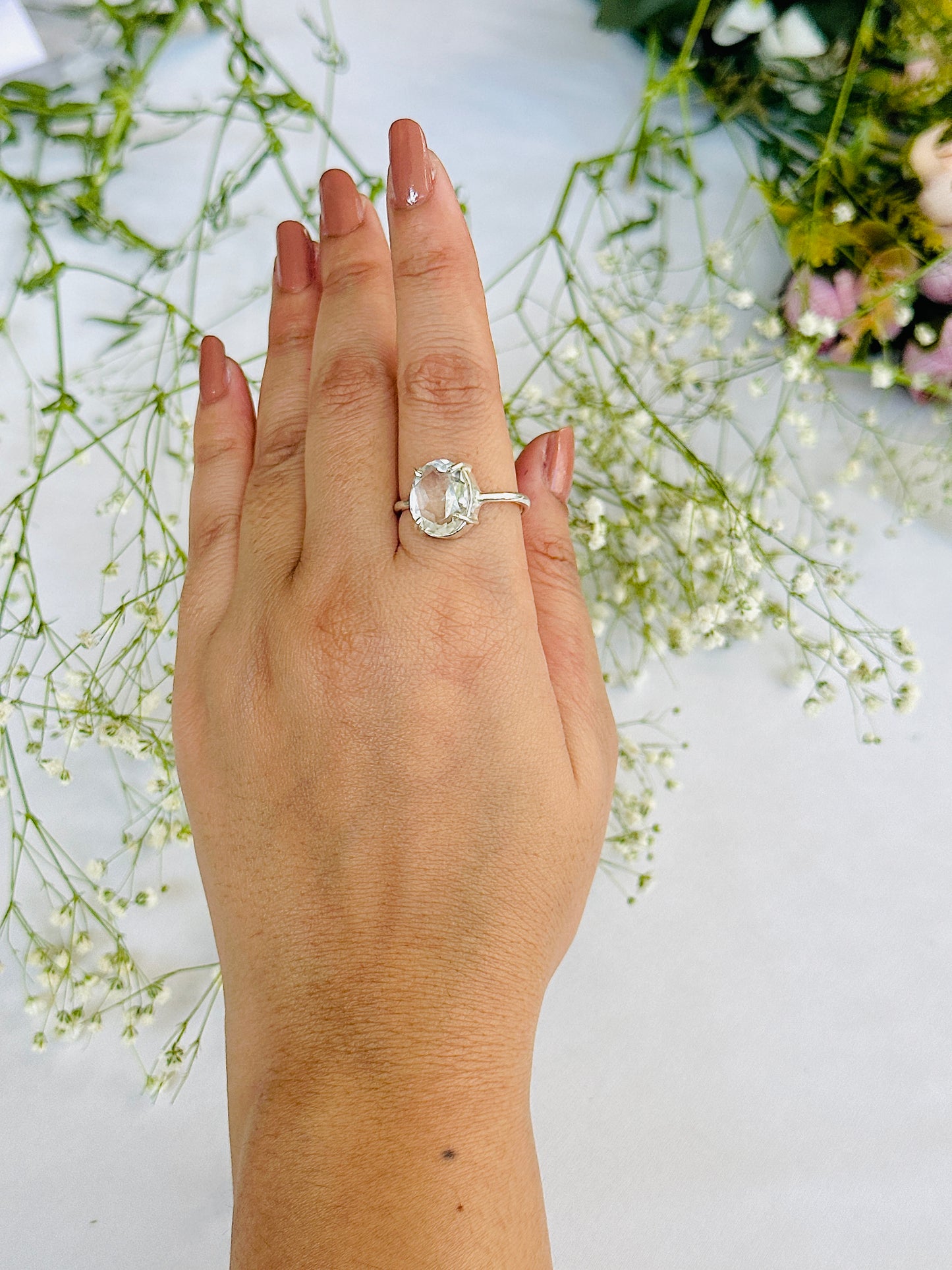 Removes Depression, Anger & Anxiety: Clear Quartz Ring - Abhimantrit & Certified